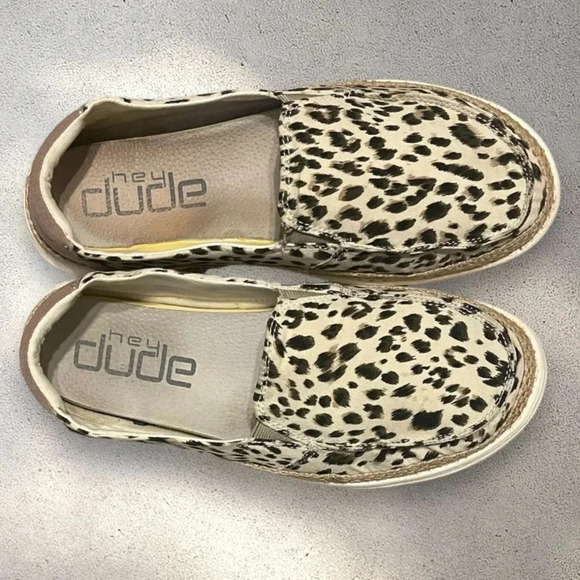 Hey Dude Lena Shoes Leopard Animal Print US 9 Slip On Casual Flats - Picture 6 of 11